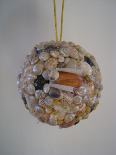 Seashell covered ornament from a little tourist shop on Pier 39 in San Fran.