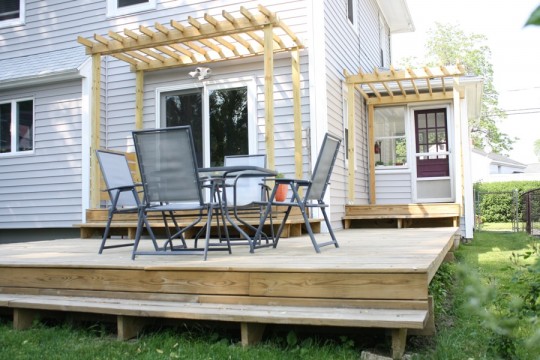 The deck and pergolas. The deck and pergolas.