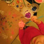 Potato painting. Action shot.