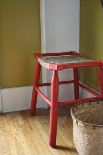 One of the two stools I found at a garage sale last summer.