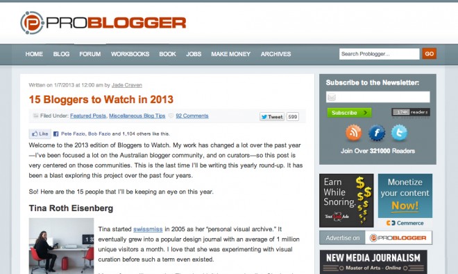 ProBlogger: 15 Bloggers to Watch in 2013 