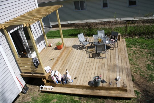 And the deck, also messy. Can you believe that I also have 5 bags of charcoal in the basement? Permission to grill more this year.