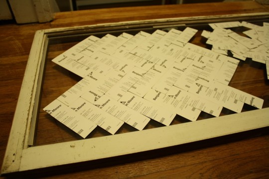 Taping the paint swatches blindly into place. Taping the paint swatches blindly into place.