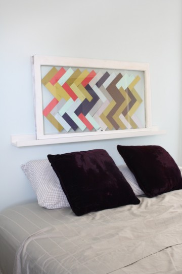 Herringbone glass-paned headboard! Herringbone glass-paned headboard!
