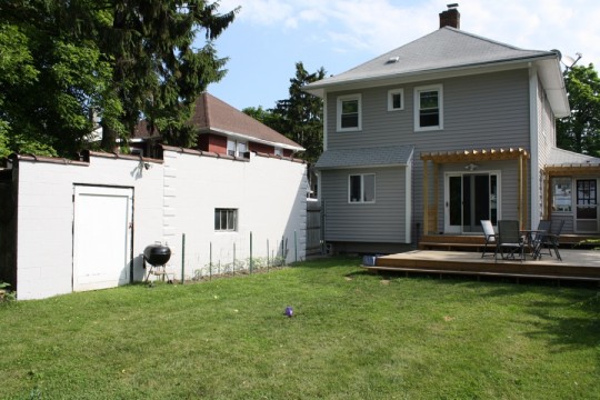 The backyard on a sunnier morning.