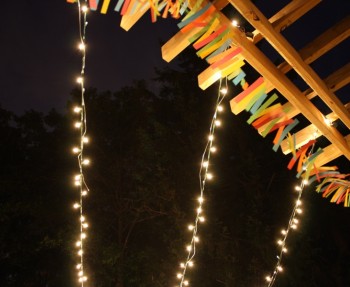 DIY string lights for a canopy.