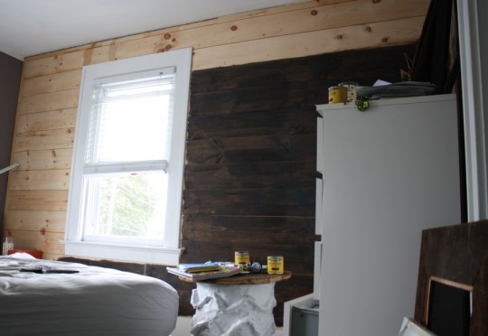 Staining progress. Splotchy and blotchy.