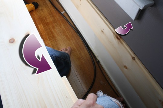 We cut out the 1/2" rabbeted edge of one board in order for it to fit under the windowsill seamlessly.