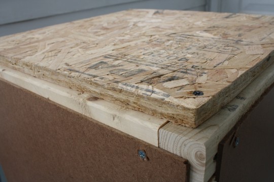 Leftover OSB was the perfect fit for the ottoman surface.