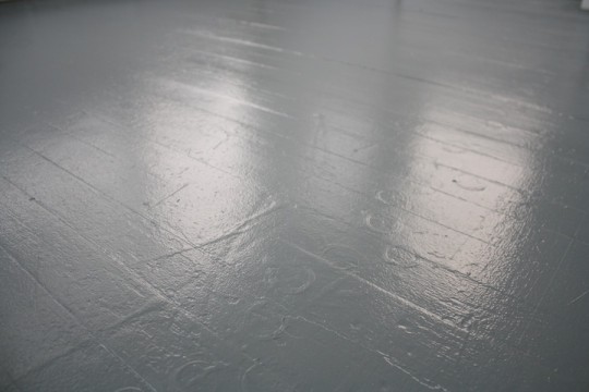 Shiny sunroom floor.