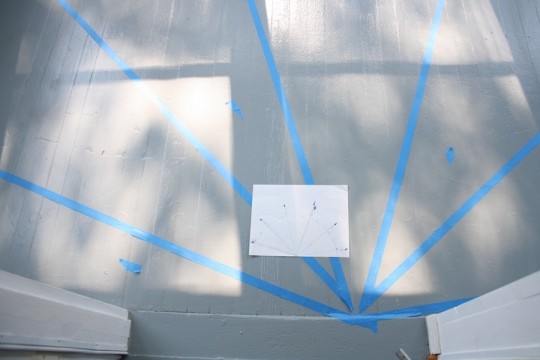 Sunroom floor taping of the new design.