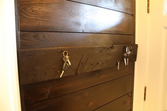 Reclaimed wood key rack.