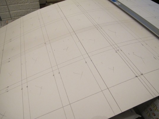 Measure, mis-measure, try again to make even spaces in your homemade photo mat. Measure, mis-measure, try again to make even spaces in your homemade photo mat.