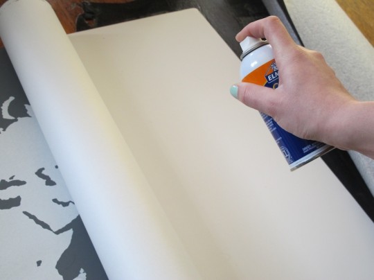 Spray mounting the map securely to place. Spray mounting the map securely to place.