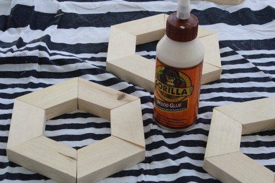 Gluing together the hexagons.
