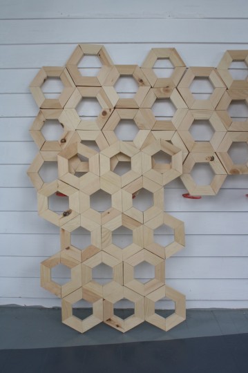 Honeycomb panels pre-stain and installation.