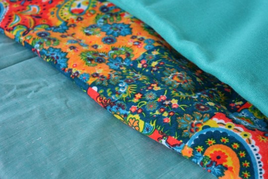 Vintage fabrics from a garage sale.