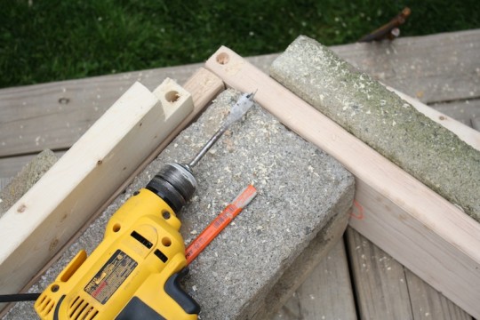 Cinderblocks. Always handy for anchoring lumber in place.
