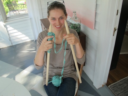 Knitting a rug!
