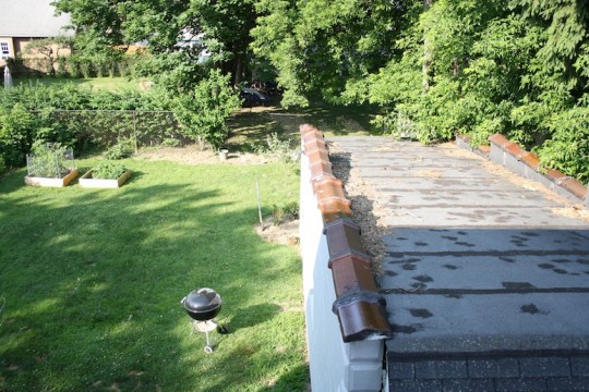 Messy garage roof.