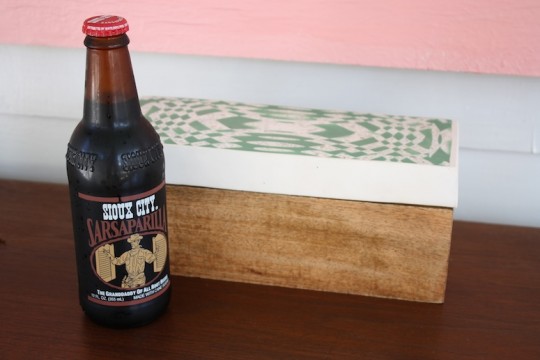 Pretty wooden box and some Sarsaparilla from HomeGoods!
