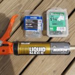 Liquid nails, and screws: tools of the mirror frame job.