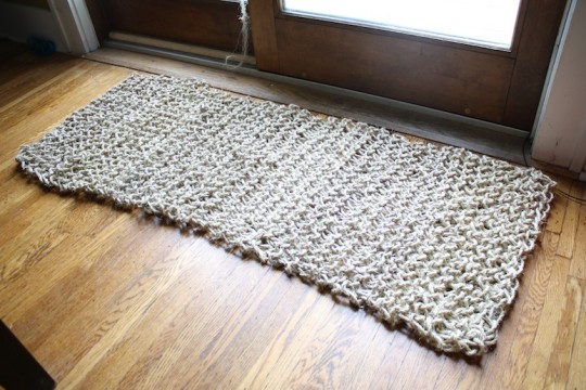 Finished knit sisal rug.