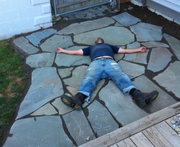 Our DIY flagstone patio.