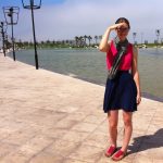 At the fountains outside of the Morocco Mall.