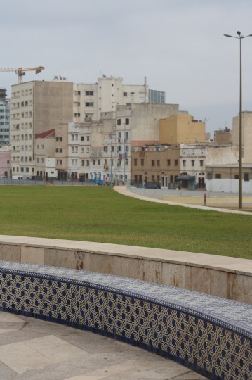 Outside Hassan II Mosque, a common neighborhood.