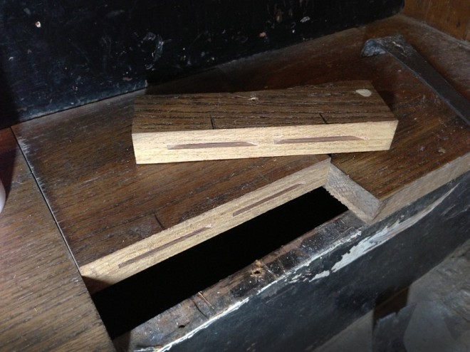 Preparing to reassemble the step using biscuits. Preparing to reassemble the step using biscuits.