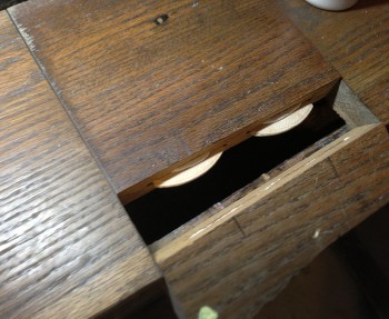 Preparing to reassemble the step using biscuits and wood glue.