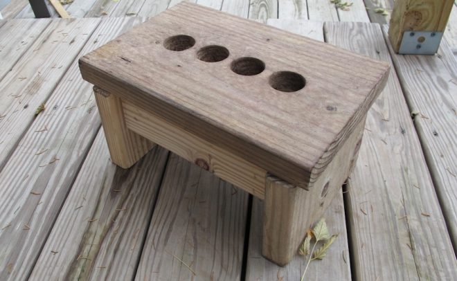 The stained step stool is... not that stained. The stained step stool is... not that stained.
