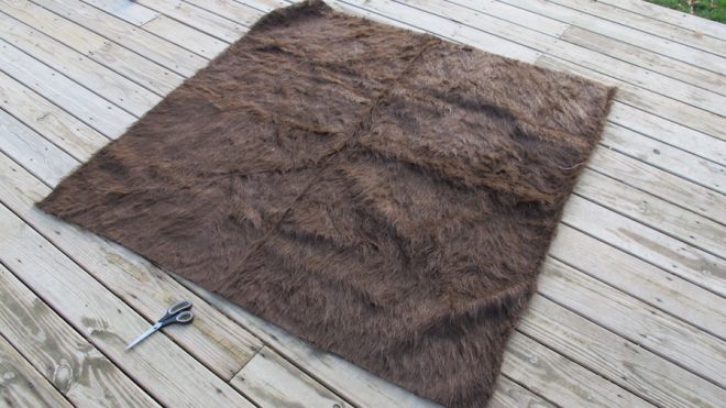 1-2/3 yards of furry, furry fabric. 1-2/3 yards of furry, furry fabric.