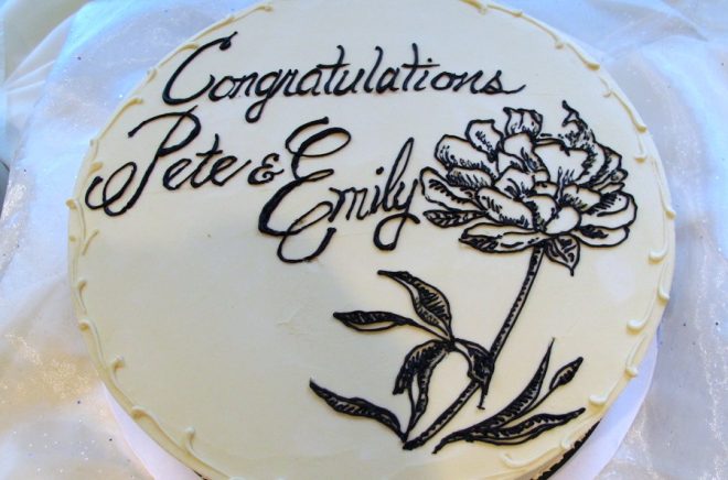 Whoa, that's a hell of a customized wedding shower cake!