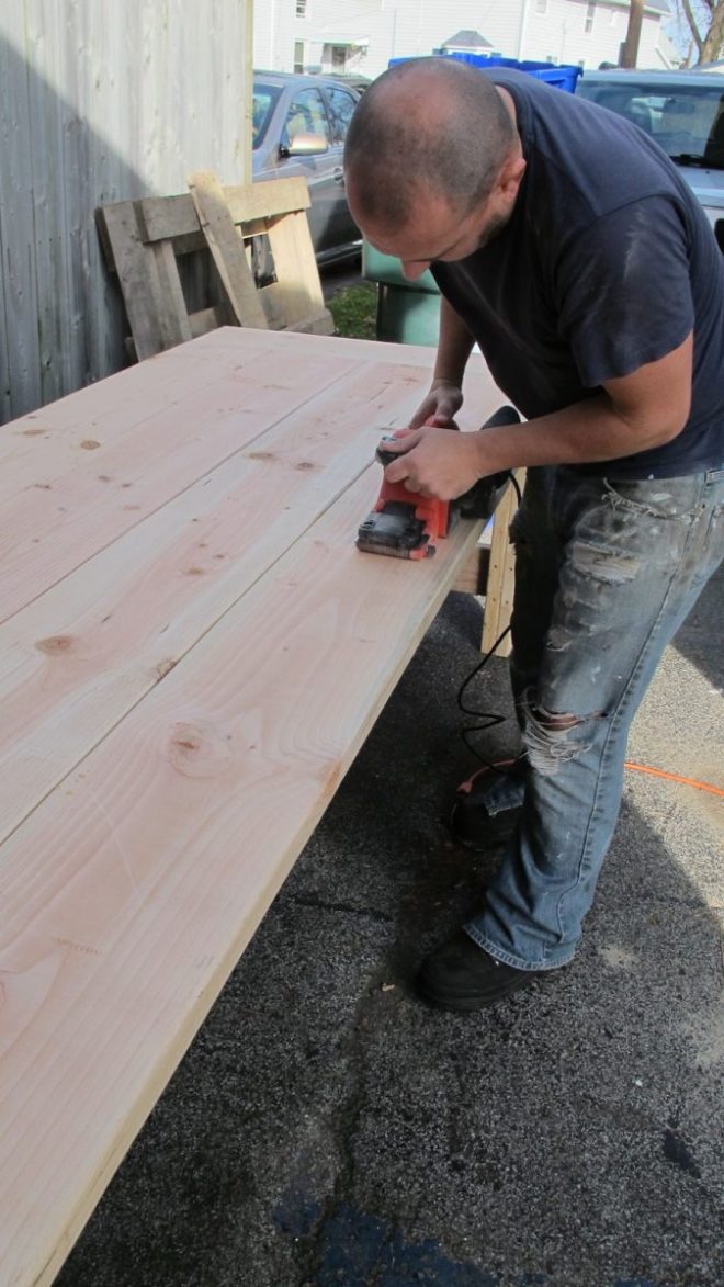 Pete, belt sanding machine.