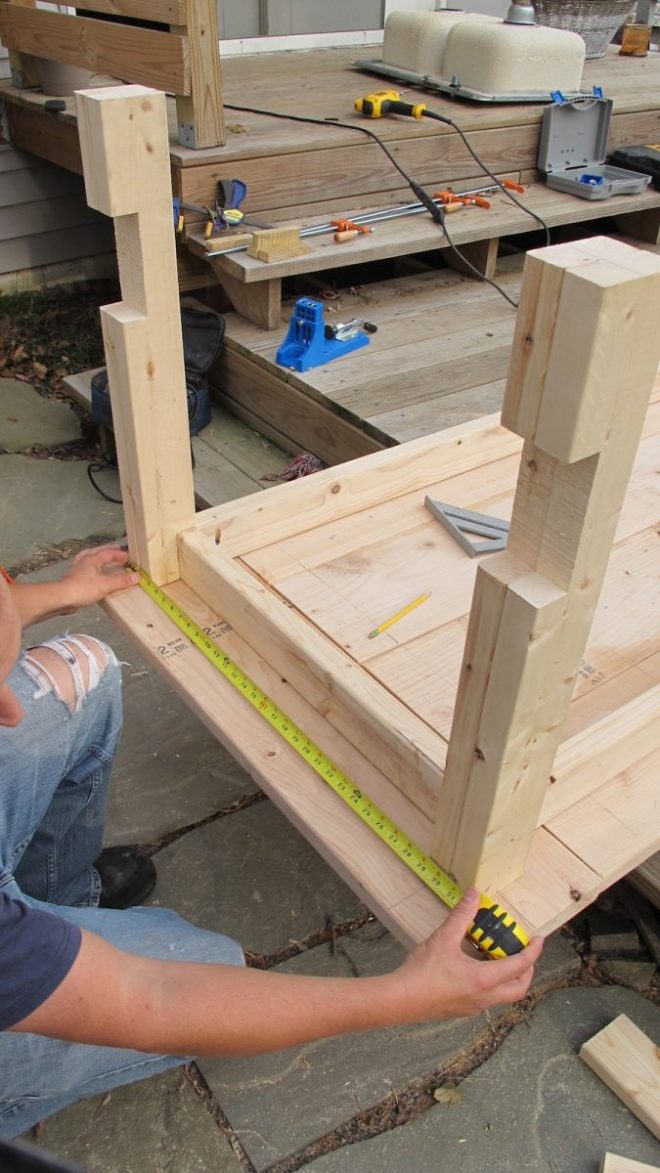 Determining the positioning of the legs, and moreover, the length that the cross brace needed to be to keep the legs perfectly square.