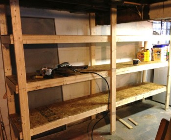 Our finished basement shelving unit.
