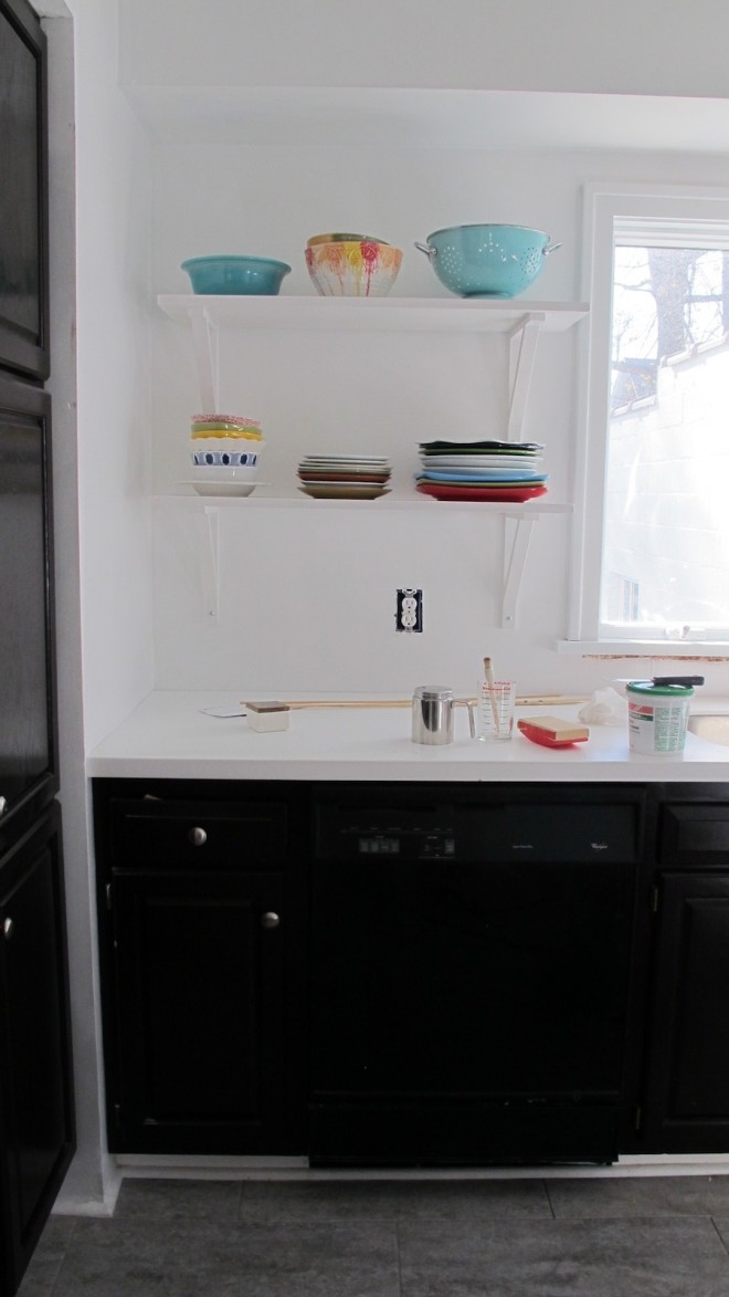 Rainbow plates (photo taken in the midst of redoing the kitchen backsplash).