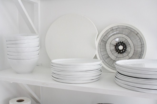 Voila, a brand new dinnerware collection in spark white. (Crate & Barrel Mercer Collection)