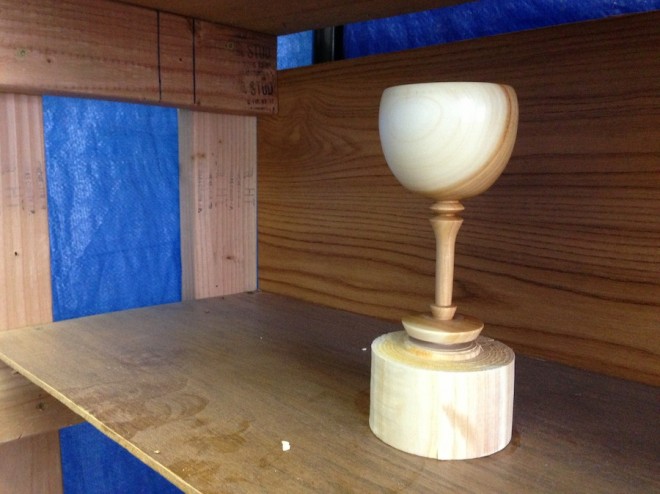 Wooden wine goblet by Sam Tischler, Rochester Woodturner.