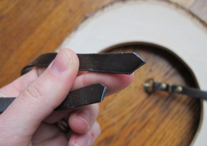 I trimmed the edges of the belt for the new mirror's strap.