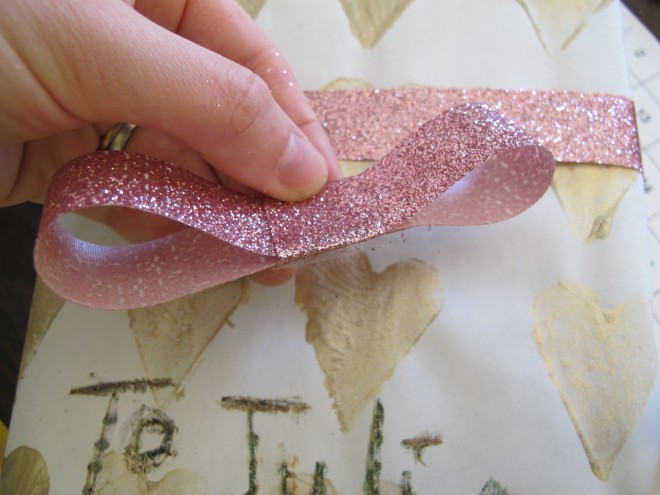 DIY potato stamped wrapping paper