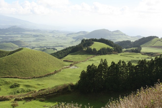 Looking out from a miradour in the Azores.