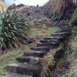 Hidden stairwell down to a black sand beach. Note the house towards the top of this picture.