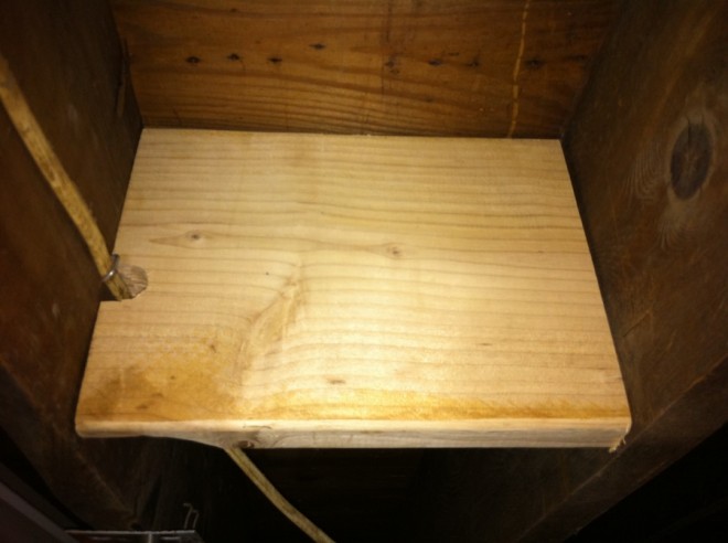 New blocking in the basement using a scrap 2x10 to firm up a bouncy floor.