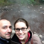 Standing next to boiling water.