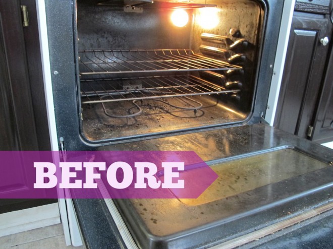 Dirty oven, about to be taken down by the HomeRight SteamMachine.