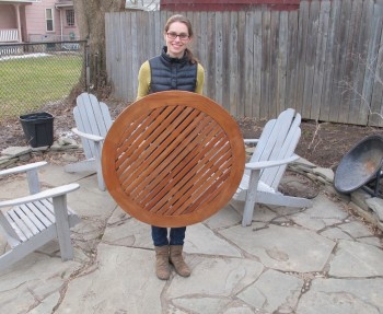 New Plow & Hearth eucalyptus coffee table.