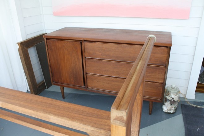 Mahogany dining table stored in our sunroom.